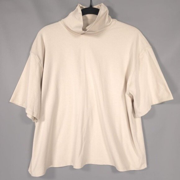 Lululemon Relaxed Fit LINEN Blend Turtleneck Top Size 8 Natural Ivory W3FZES - Picture 4 of 10